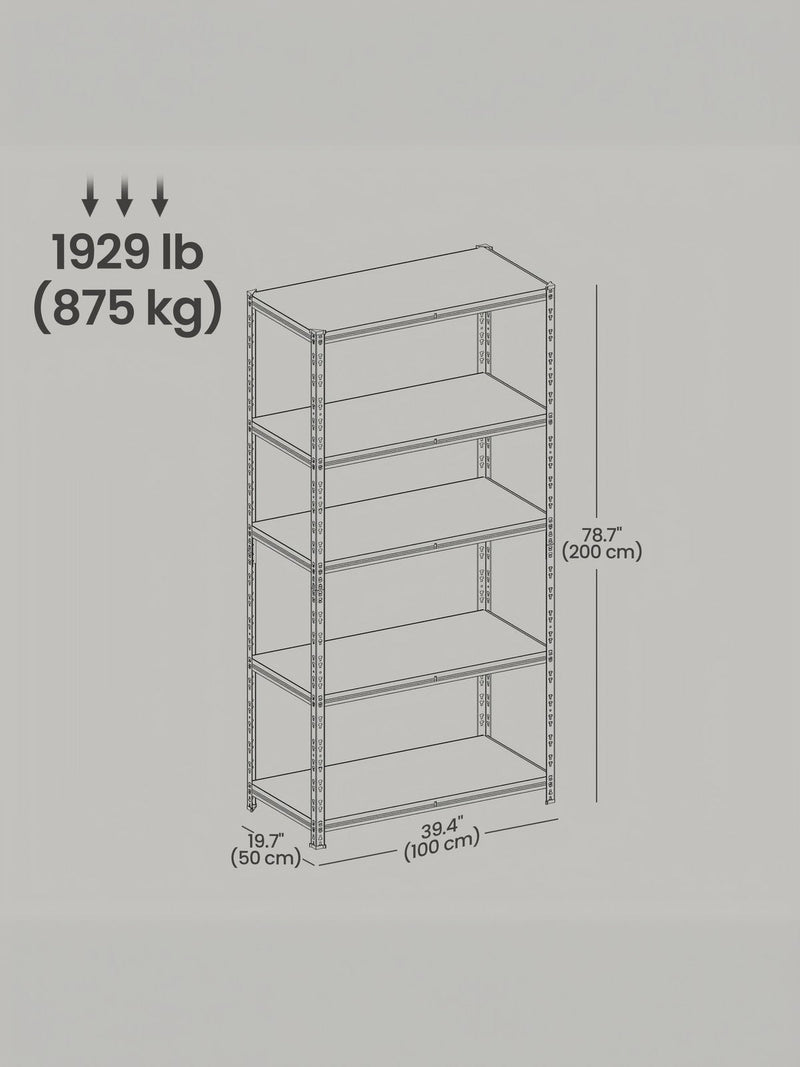Dimensions diagram: 50 cm deep, 100 cm wide, 200 cm high, 875 kg total load