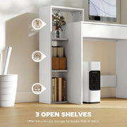 Compact Computer Desk with Shelves and Drawer for Small Spaces White AOSOM