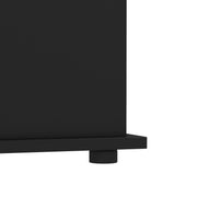 Close-up of the black storage bench plinth base showing the black plastic foot pad underneath