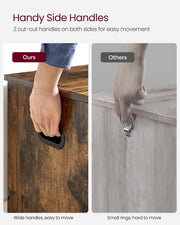 Storage bench used as seating in a hallway