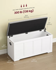 Dimensions diagram for the 100 x 40 x 49 cm storage bench with 136 kg lid load limit