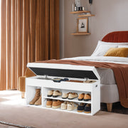 Angled view showing the 3 open shoe compartments