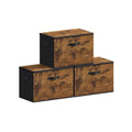 Songmics set of 3 foldable storage boxes in rustic brown, stacked studio shot