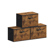 Songmics set of 3 foldable storage boxes in rustic brown, stacked studio shot