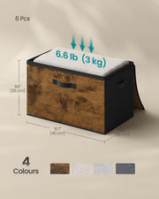 Dimensions diagram of the Songmics storage box: 40 x 30 x 25 cm, 3 kg load capacity, shown in 4 available colours