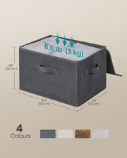 Labelled dimensions diagram of the Songmics storage box, 40 x 30 x 25 cm, holds 3 kg