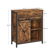 Dimensions diagram showing the cabinet at 70 x 30 x 80 cm with a 13 cm drawer