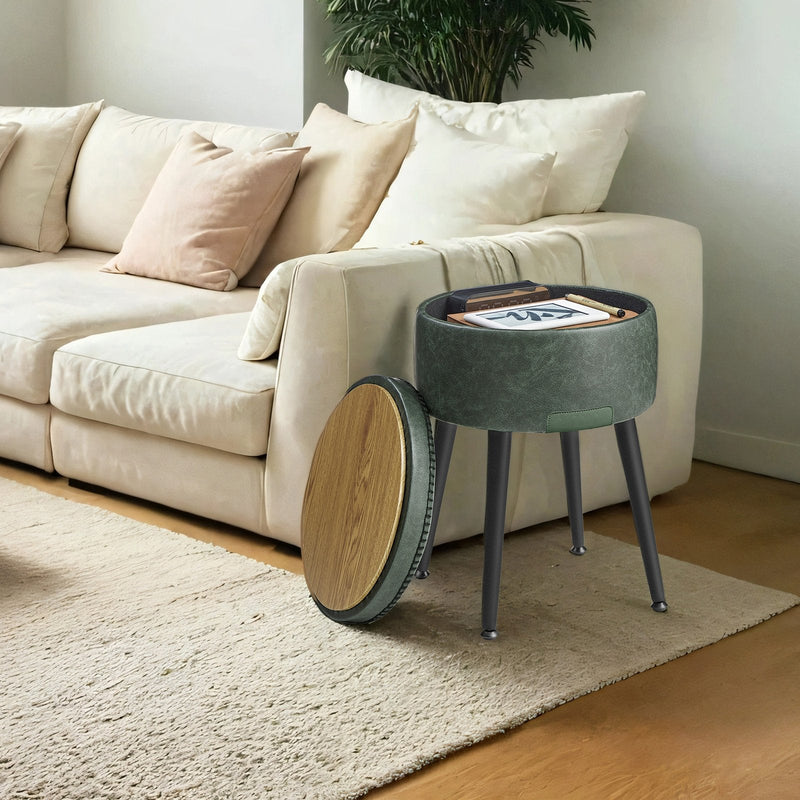 Black storage ottoman dressing stool by Vasagle, main product view