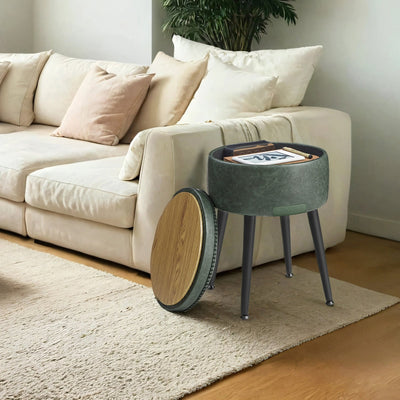 Black storage ottoman dressing stool by Vasagle, main product view