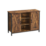 Rustic brown and black Vasagle sideboard with 2 barn doors and open centre shelves