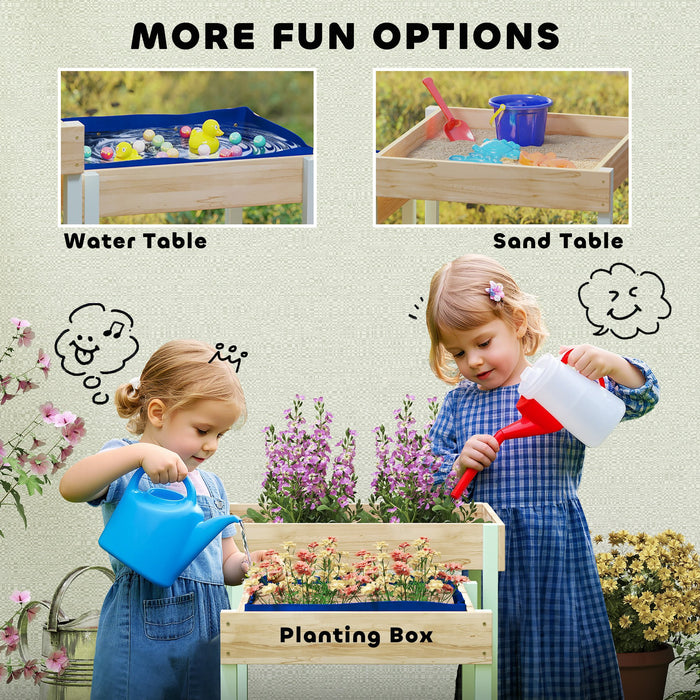 Wooden Sand and Water Play Tables for Kids Aged 3 to 8 with Bottom Liners Natural Finish