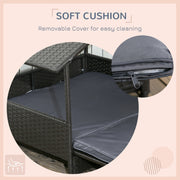 Extendable Elevated Rattan Dog Bed with Water-Resistant Roof and Cushion for Outdoors Grey