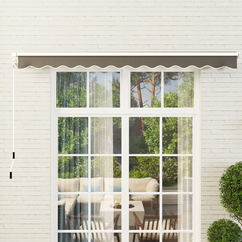 Dark Grey 3 x 2.5m Retractable Manual Awning With Crank Handle and Fittings by Outsunny