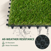 10 Piece Artificial Grass Turf Set 25mm Pile Height Ideal for Outdoors, Green AOSOM