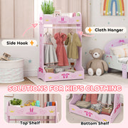 Kids Clothes Rail with Storage Shelves for Ages 3-8 Pink by AIYAPLAY