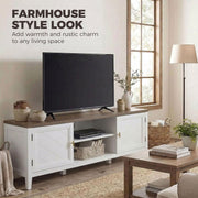 TV Stand with Cabinets and Cable Management for Organised Living Room Storage White Brown Homcom