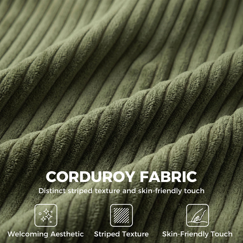 Three Seater Sofa for Spacious Family Lounging with Deep Cushions and Corduroy Fabric