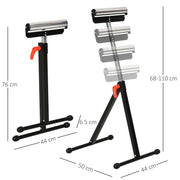 Adjustable Roller Stand for Steady Woodworking Support in Workshops and Garages Black Silver AOSOM