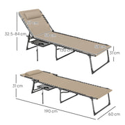 Five Position Reclining Sun Lounger Adjustable Outdoor Chair Beige by Outsunny