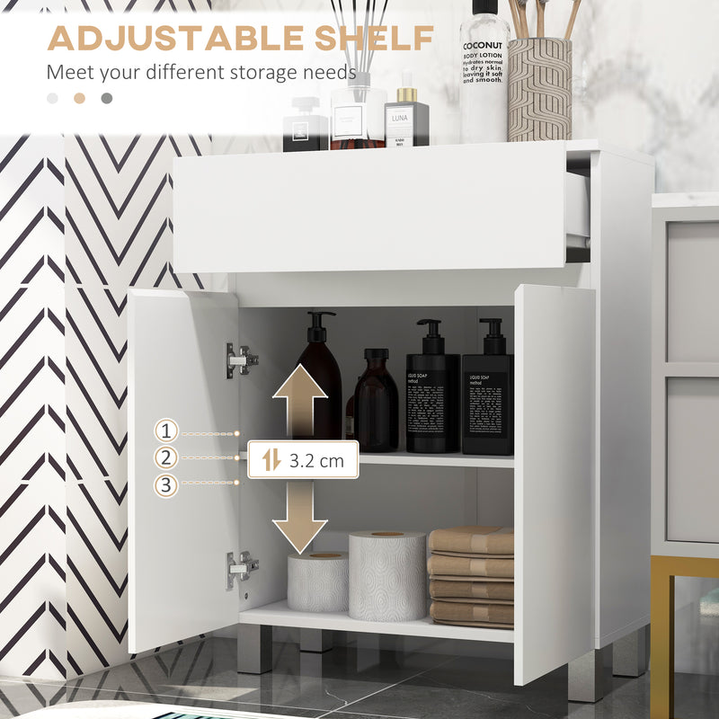 Freestanding Bathroom Storage Cabinet with Adjustable Shelf for Organised Spaces White