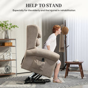 Khaki Velvet Power Lift Recliner Chair for Elderly with Remote and Side Pockets by HOMCOM