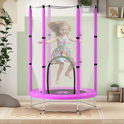 Purple 4.6FT Toddler Trampoline with Safety Net for Ages 3 to 6 Indoor Outdoor Use by Outsunny AOSOM