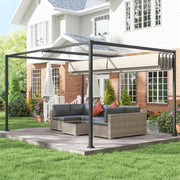 Metal Pergola With Retractable Canopy Roof For Garden Or Patio Shelter 3x2m Cream White AOSOM