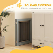 Grey Foldable Pet Gate with Three Panels and Two Support Feet by PawHut