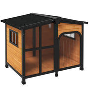 Wooden Dog Kennel with Removable Floor Openable Roof and Large Window Yellow by PawHut