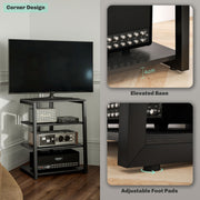 HiFi Audio Stand with Four Open Shelves for AV Equipment and Media Storage Black