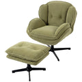 Homcom chenille swivel armchair and matching footstool, angled studio view