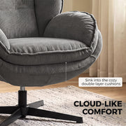 Close-up of the padded seat and rolled armrest with the double-layer cushion callout