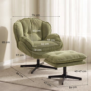 Dimension diagram showing the armchair at 74 cm wide, 86 cm deep and 85 cm tall