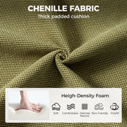 Close-up of the chenille fabric weave with a high-density foam panel
