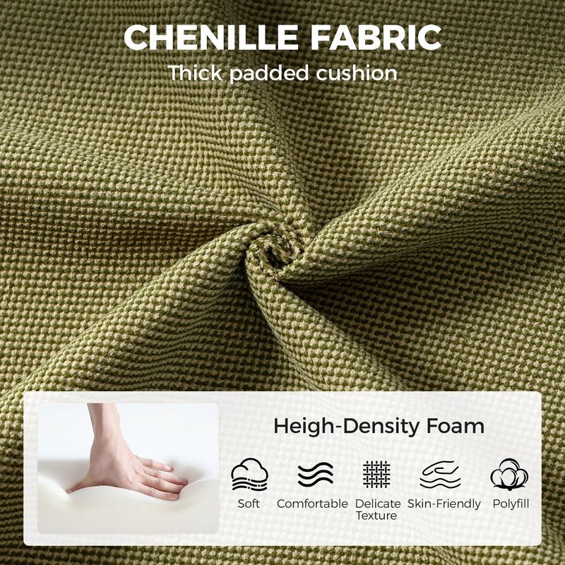 Close-up of the chenille fabric weave with a high-density foam panel