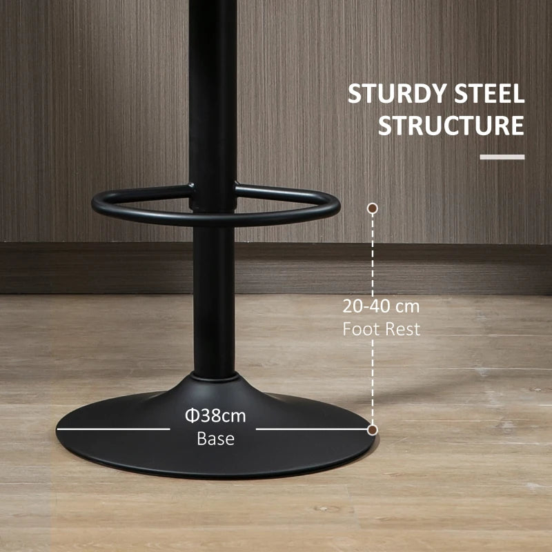 Black steel stool base, 38 cm diameter, with footrest ring at 20 to 40 cm
