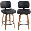 HOMCOM black PU leather swivel bar stools, set of 2, front view