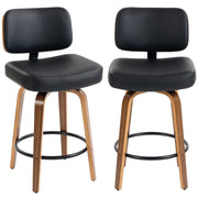 HOMCOM black PU leather swivel bar stools, set of 2, front view