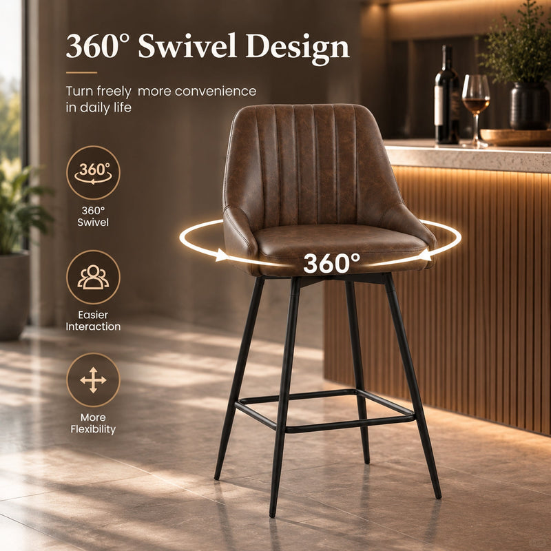 360 degree swivel design panel with the bar stool turning at a bar counter