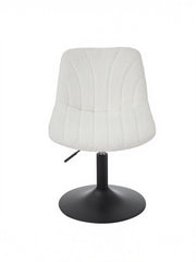 Rear view of the Cloud White sherpa dressing table chair showing the curved backrest and adjustment lever