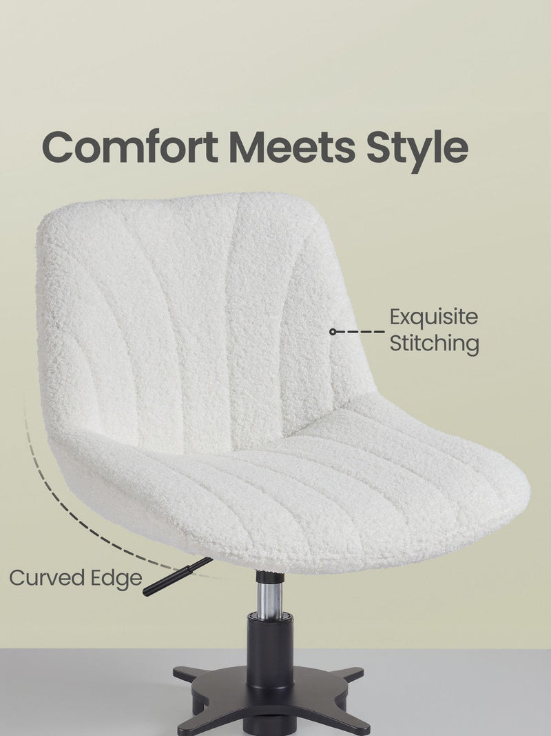 Feature image calling out the stitched sherpa backrest and the curved front edge of the seat