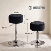 Dimensions diagram showing a 35 cm seat, 17 cm cushion, 51 to 66 cm height and 38.5 cm base