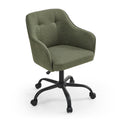 Songmics green fabric swivel office chair with armrests and a black five-star castor base