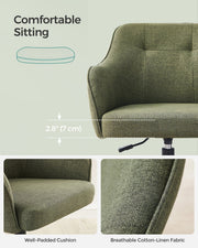 Side view of the padded green seat cushion above the chair column