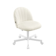 SONGMICS cream white teddy fleece swivel office chair, front view