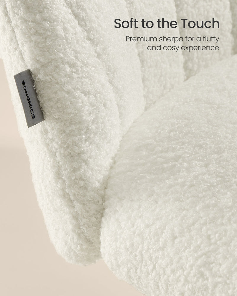 Close-up of teddy fleece fabric texture on chair