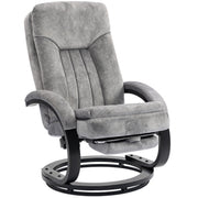 Three-quarter studio view of the recliner with the footrest tucked under the seat