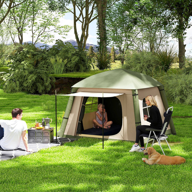 Inflatable 2 Person Camping Tent Quick Pitch Waterproof Shelter With Air Pump Brown