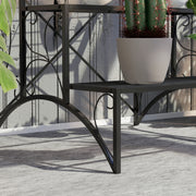 Black 3 Tier Metal Plant Stand for Indoor and Outdoor with Vintage Ladder Design by Outsunny