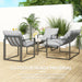 4 Piece Patio Dining Set with Cushions in Black and Light Grey by Outsunny